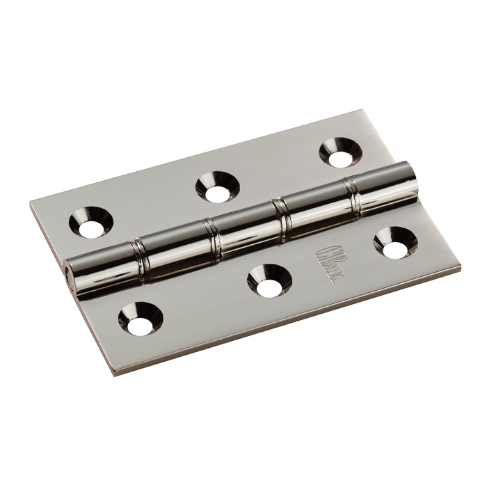Double Phosphor Bronze Washered Butt Hinge 3 Inch (76mm x 50mm x 2.5mm) - Polished Nickel (Sold in Pairs)